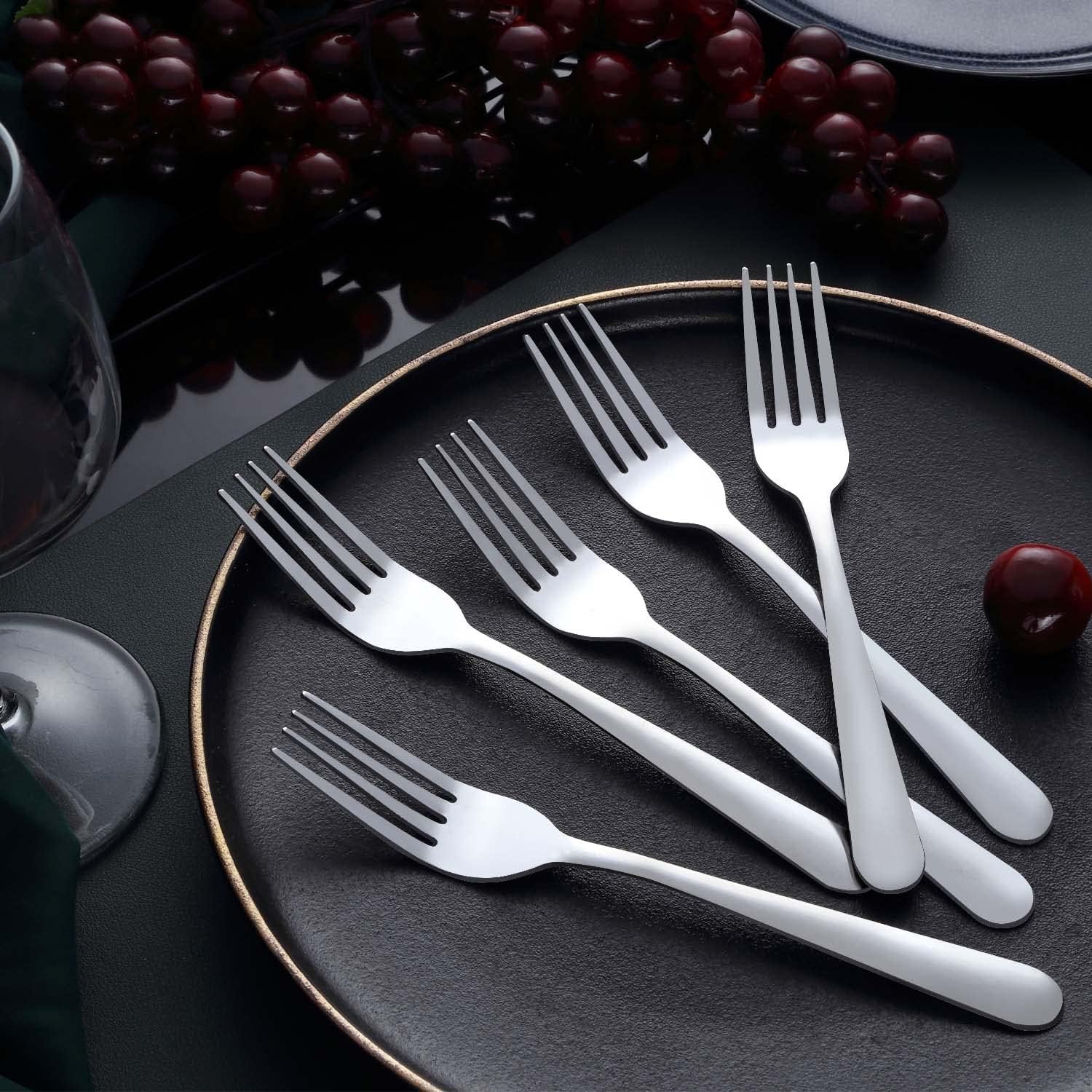 Unokit 24-Piece Stainless Steel Dinner Forks Silverware - 7.1 Inch Silver Dinner Forks Set of 24  Forks Set  Flatware Forks for Home  Kitchen or Restaurant  Mirror Polished  Dishwasher Safe