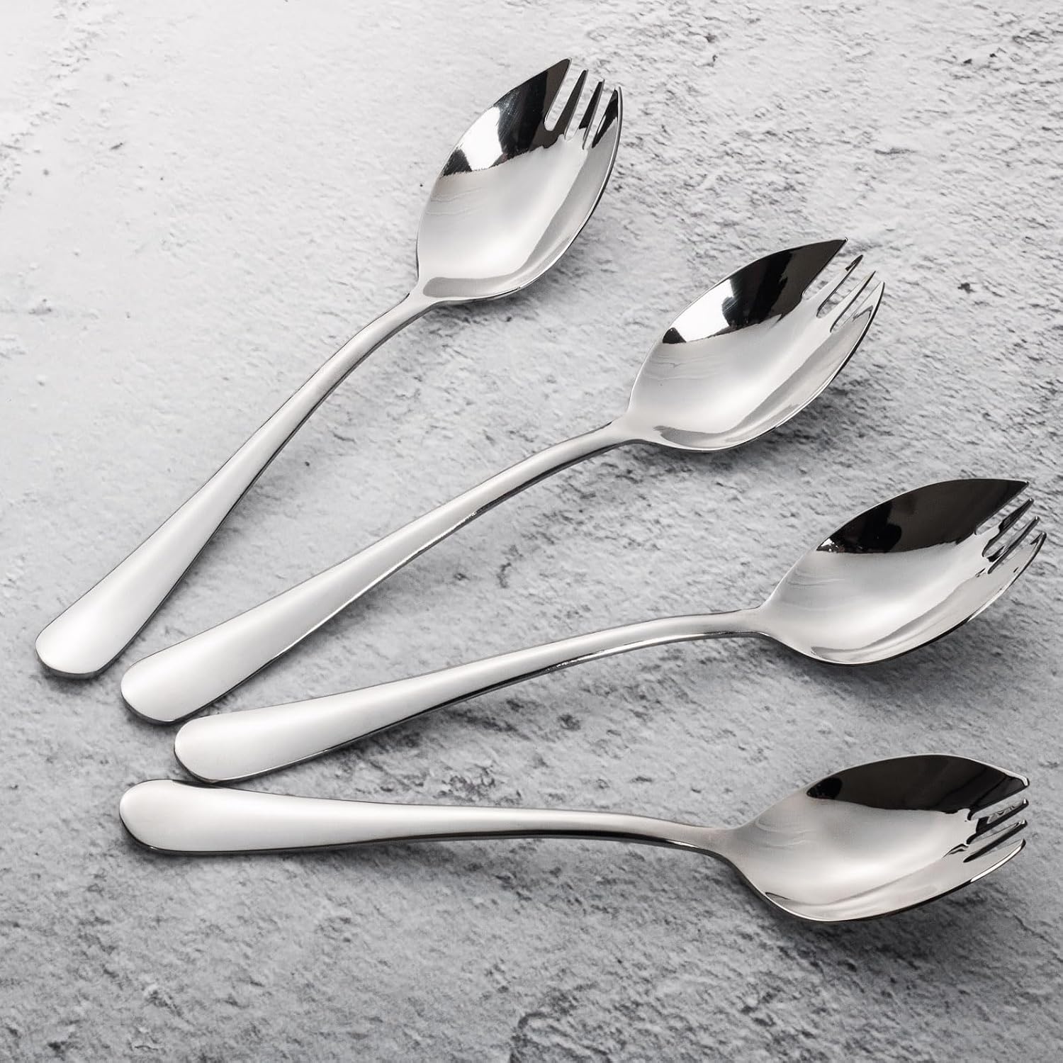 Alata Sporks  8-Pack Food-grade Stainless Steel Sporks  7.4 Inches Long Handle Salad Forks For Dessert  Ice Cream  Salad  Soup  Noodle  Spaghetti  Dishwasher Safe