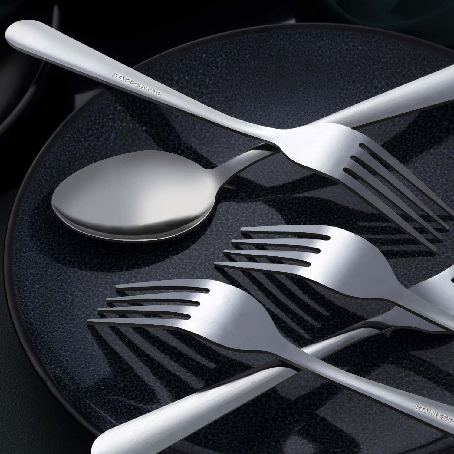 Unokit 24-Piece Stainless Steel Dinner Forks Silverware - 7.1 Inch Silver Dinner Forks Set of 24  Forks Set  Flatware Forks for Home  Kitchen or Restaurant  Mirror Polished  Dishwasher Safe